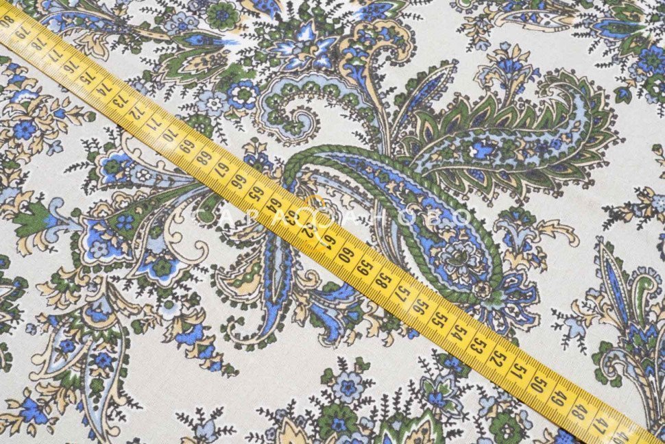 Ткань Полулён п/варёный 150 см рис ПЕЙСЛИ(огурцы) № 1199
