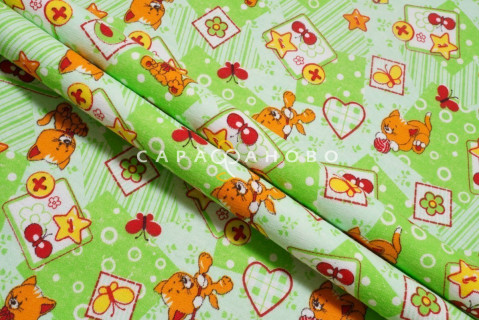Ткань Фланель 90 см рис. 5278-3 "Игривый котенок"
