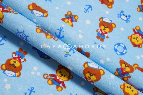 Ткань Фланель 90 см рис.  5266-1 "Мишка - морячок"