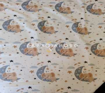 Ткань Теплый хлопок (Фланель) 125 см 170 гр диз Слон на Луне