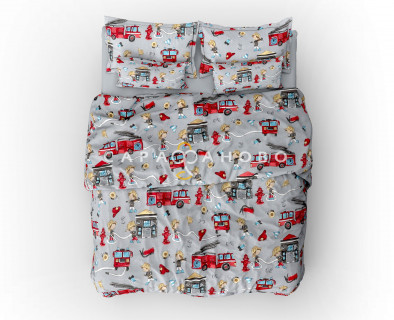 Перкаль 150 см набивной рис 13411 вид 1 "Пожарные"