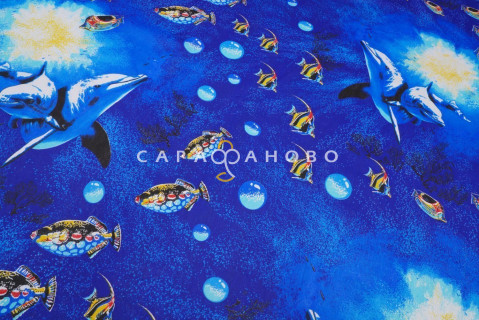 Ткань Бязь 150 см рис. 1208 "Дельфины"