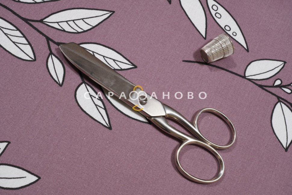 Ткань Поплин 220 см. Веточки дым. роза рис. 28299/4