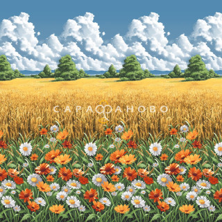 Ткань Бязь Премиум 220 см рис 72044 вид 1 "Родные просторы" 