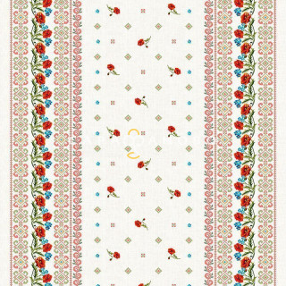 Ткань Рогожка  150 см "Маки" рис 18714 вид 1
