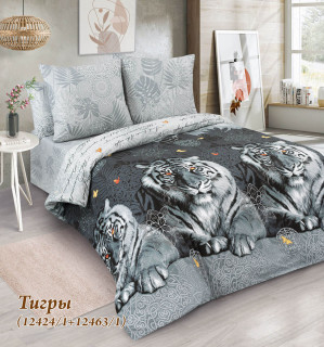 Ткань Поплин 220 см рис. 12424 вид 1 Тигры (основа)