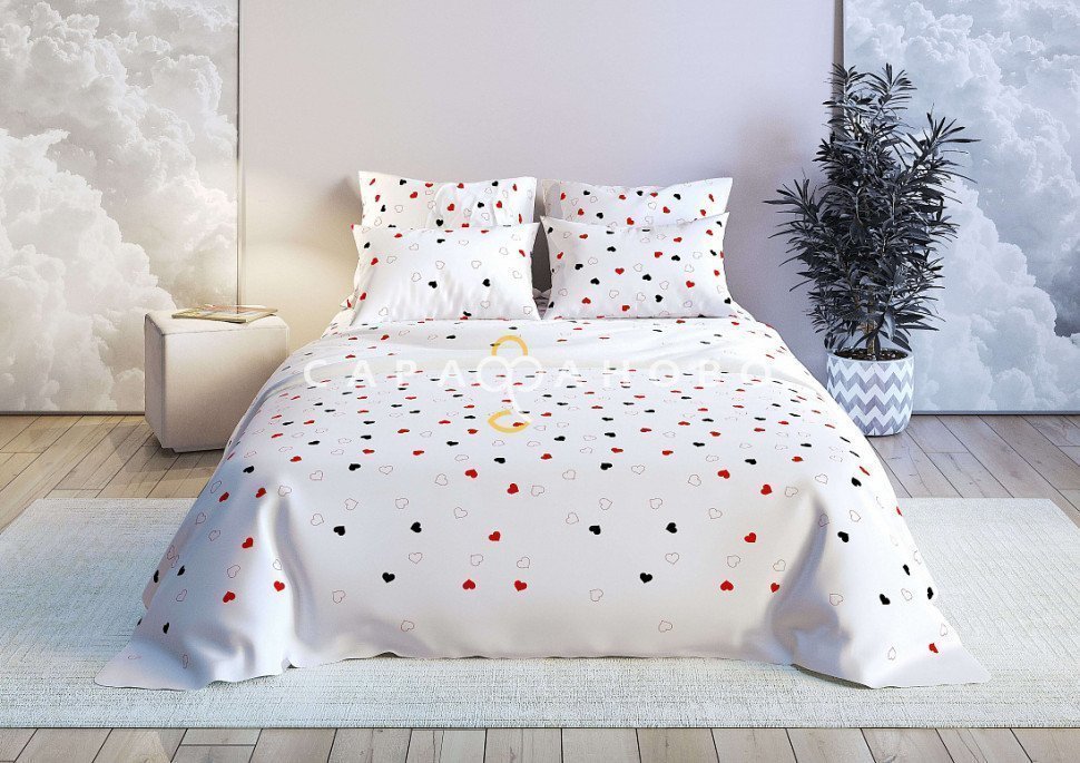 Ткань Бязь Люкс 220 см 125 гр рис. Love is вид 1 (основа)