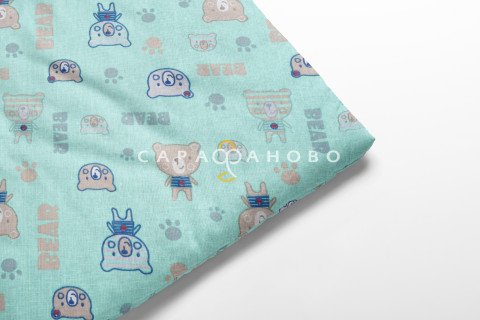 Ткань Бязь 150 см рис.  Полосатые мишки вид 3